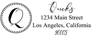 Solid Line and Dot Border Letter Q Monogram Stamp Sample